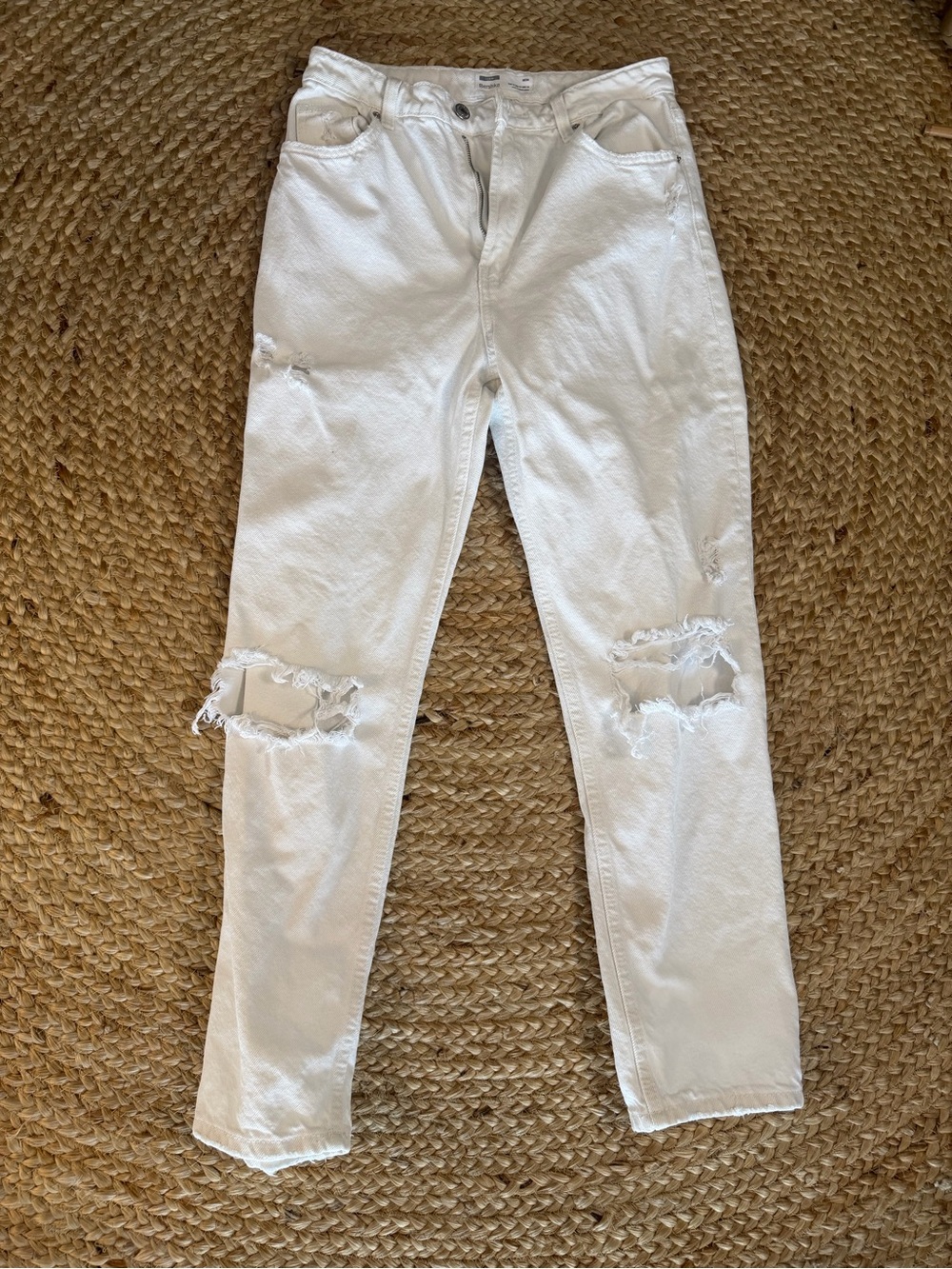 Bershka White Distressed Skinny Jeans